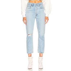 AGOLDE Riley High Rise Straight Leg Crop Shatter Wash Jeans Size 26 Distressed